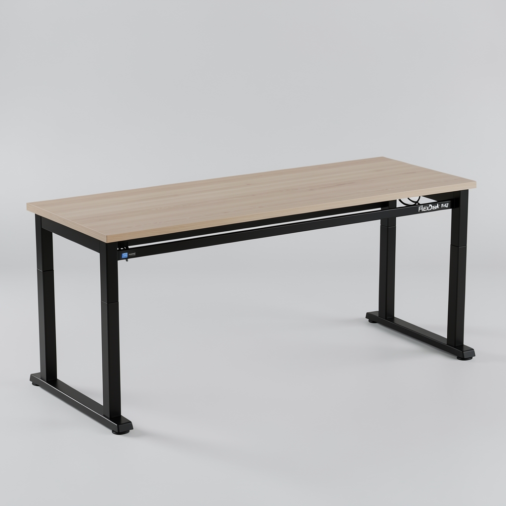 FlexDesk Pro 140, birou reglabil electric din stejar, dimensiuni 140x70 cm