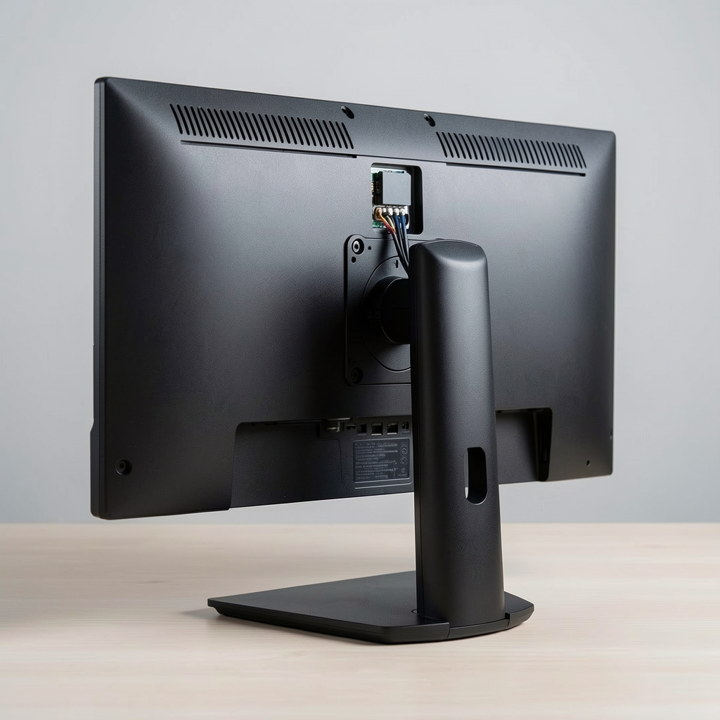 Brat articulat single pentru monitor pana la 34 inch cu canal management cabluri integrat, VESA 100mm, suporta 10kg, aluminiu negru