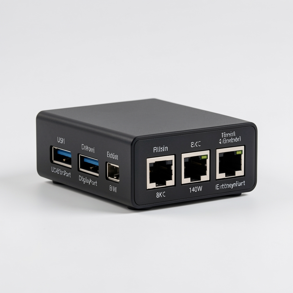 Docking station Thunderbolt 4 cu 12 porturi, 2 iesiri DisplayPort 8K, USB-C 140W Power Delivery, Ethernet gigabit, design compact negru