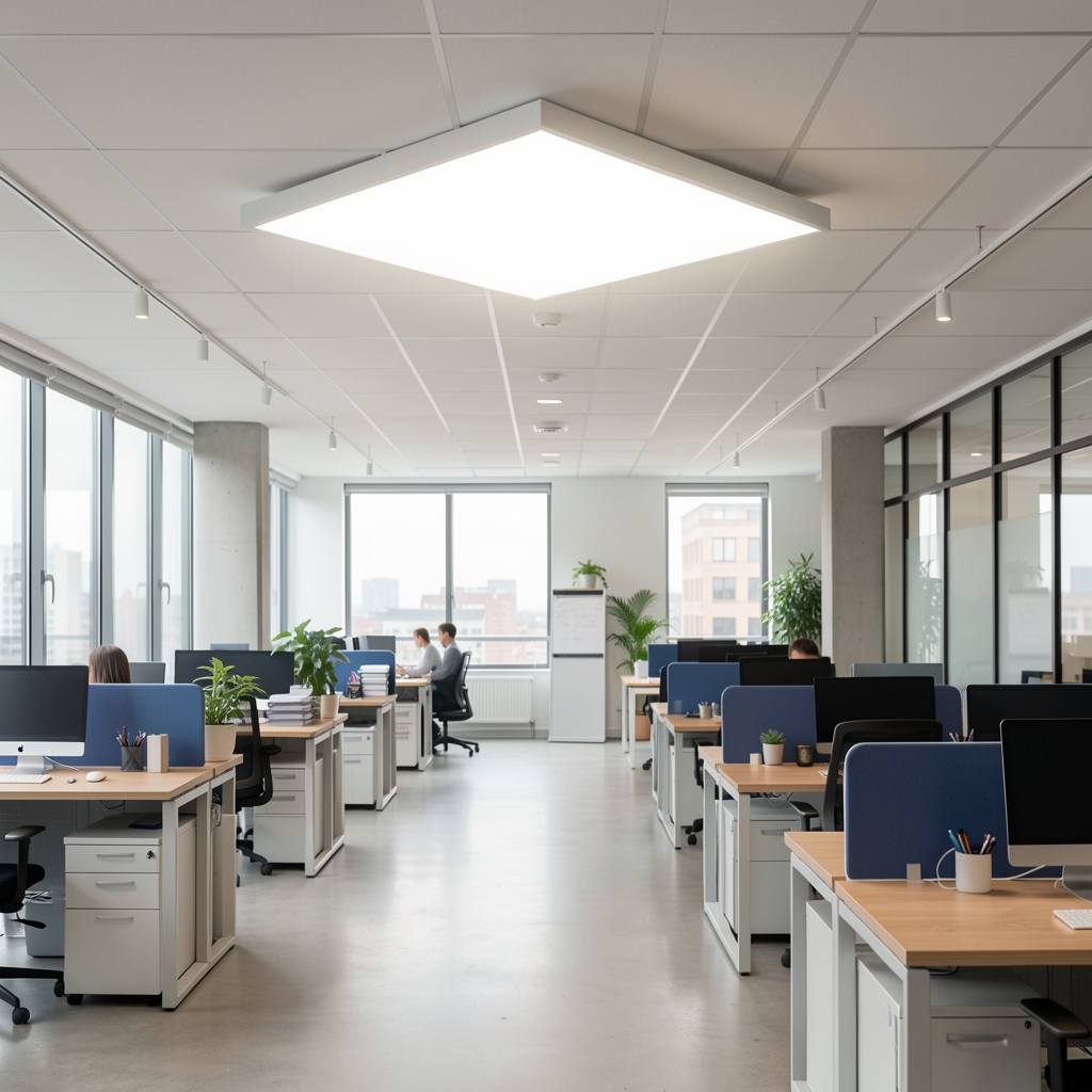 Panou LED de plafon 60x60cm 40W lumina alba neutra 4000K pentru birou open space, calitate flicker-free, instalare simpla