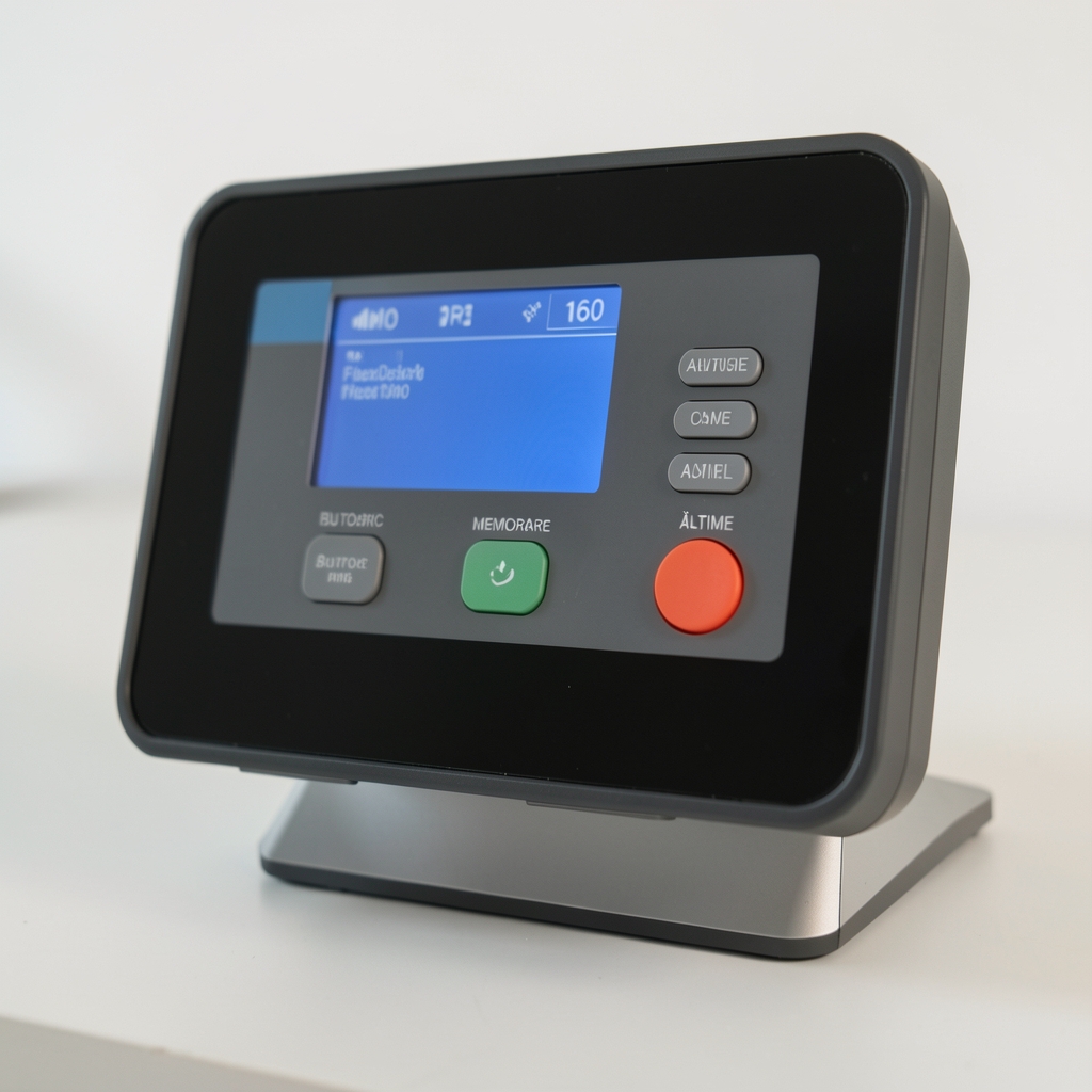 FlexDesk Pro 160 detaliu panou de control electric cu display și 4 butoane memorare înălțime
