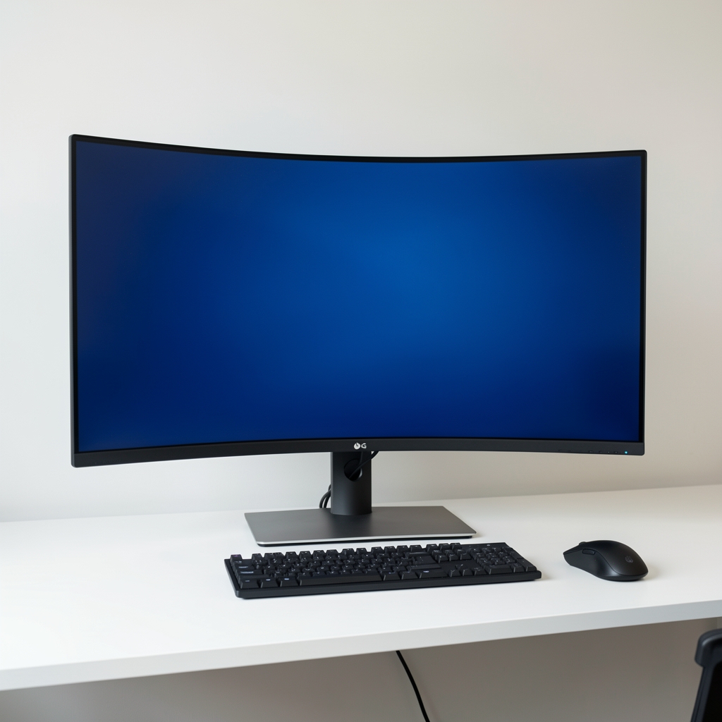 Monitor ultrawide LG UltraWide 34WN780 de 34 inci curbat 1500R cu panou IPS QHD și conectivitate Thunderbolt pe birou alb